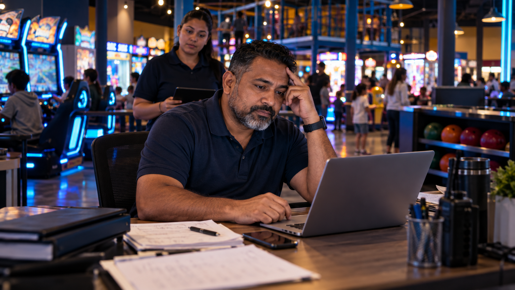 FEC operator managing competing tasks during a busy shift